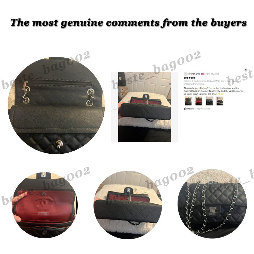 10A Caviar cf Classic Designer bags Shoulder Bag Sheepskin Women's Crossbody Bags Diamond Pattern Metal Chain Doube C Letters Flap Closure Handbag 25 bag tote bag 01