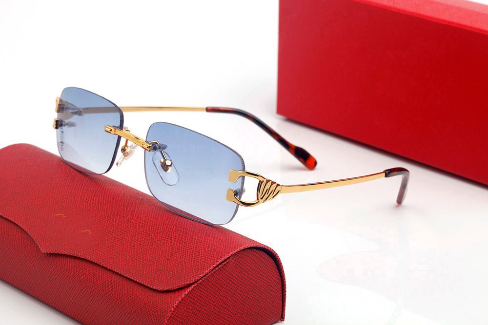 Mens Designer Sunglasses For Women Fashion Green Square Summer Style Gold Frameless Millionaire Carti Sun glasses UV 400 Eyeglasses With Case Lunettes luxe femme - 5 of 9