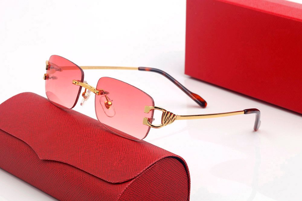 Mens Designer Sunglasses For Women Fashion Green Square Summer Style Gold Frameless Millionaire Carti Sun glasses UV 400 Eyeglasses With Case Lunettes luxe femme - 3 of 9