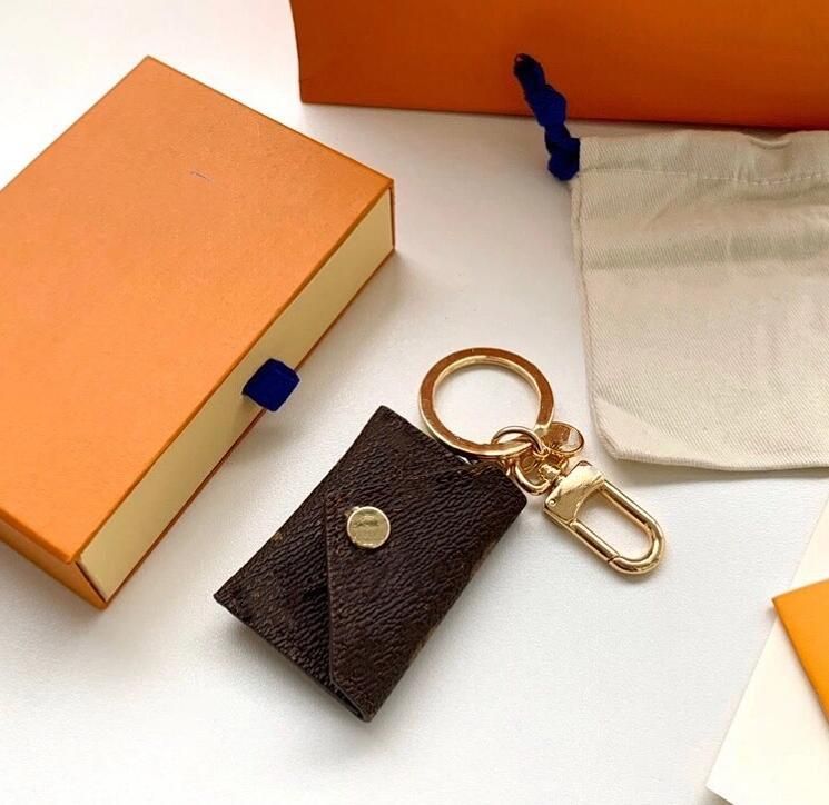 Designer Letter Wallet Keychain Keyring Fashion Purse Pendant Car Chain Charm Brown Flower Mini Bag Trinket Gifts Accessories no box - 1 of 6