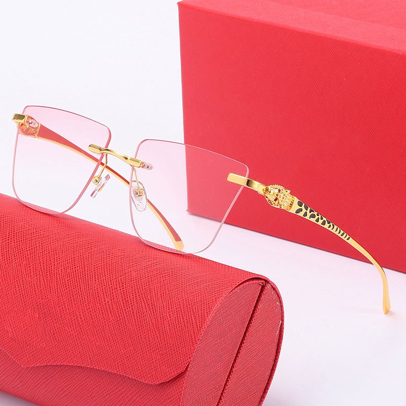 Sunglasses Women Mens Designer Sunglasses With Box Fashion Luxury Brand Glasses Frameless Overszied Designers Big Leopard Gold Eyeglass UV400 Sunglass Eyewear - 5 of 9