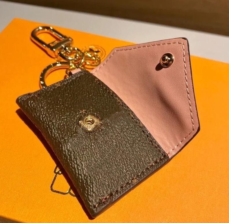 Designer Letter Wallet Keychain Keyring Fashion Purse Pendant Car Chain Charm Brown Flower Mini Bag Trinket Gifts Accessories no box - 4 of 6