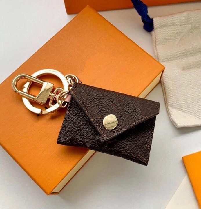 Designer Letter Wallet Keychain Keyring Fashion Purse Pendant Car Chain Charm Brown Flower Mini Bag Trinket Gifts Accessories no box - 5 of 6