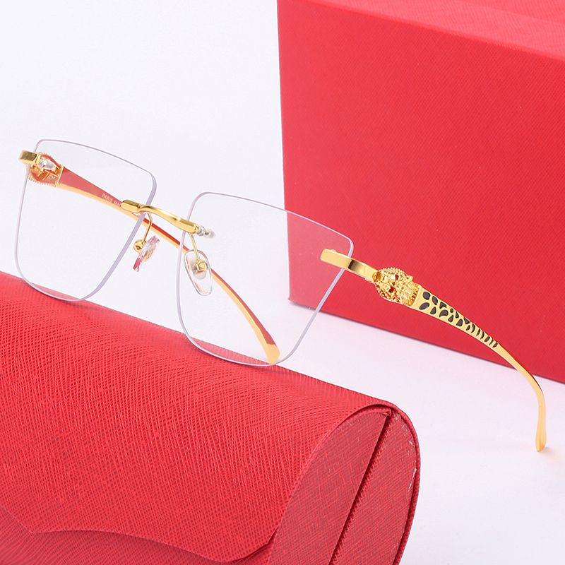 Sunglasses Women Mens Designer Sunglasses With Box Fashion Luxury Brand Glasses Frameless Overszied Designers Big Leopard Gold Eyeglass UV400 Sunglass Eyewear - 6 of 9