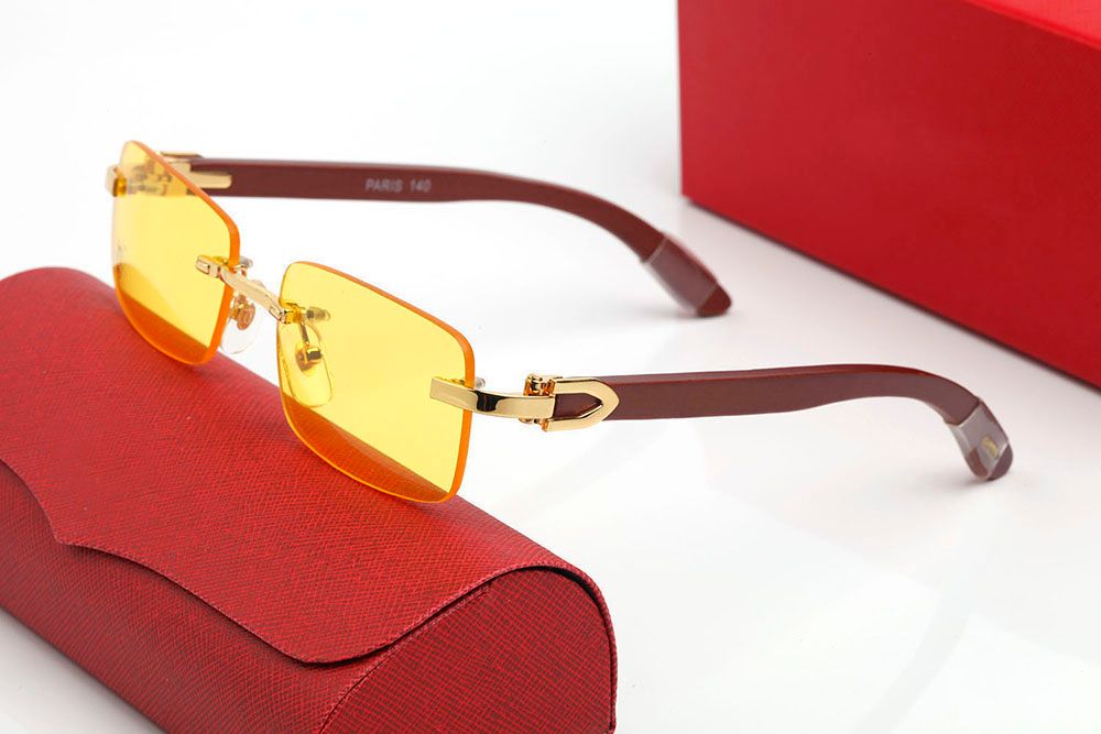 Designer Sunglasses Women Men Eyeglasses Polarized uv Protection Fashion Frameless Resin Lenses Alloy with Wooden Frame Eyeglass Luxury Sunglass Womens Lunettes - 3 of 9