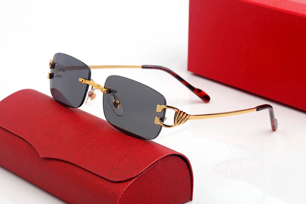 Mens Designer Sunglasses For Women Fashion Green Square Summer Style Gold Frameless Millionaire Carti Sun glasses UV 400 Eyeglasses With Case Lunettes luxe femme - 4 of 9