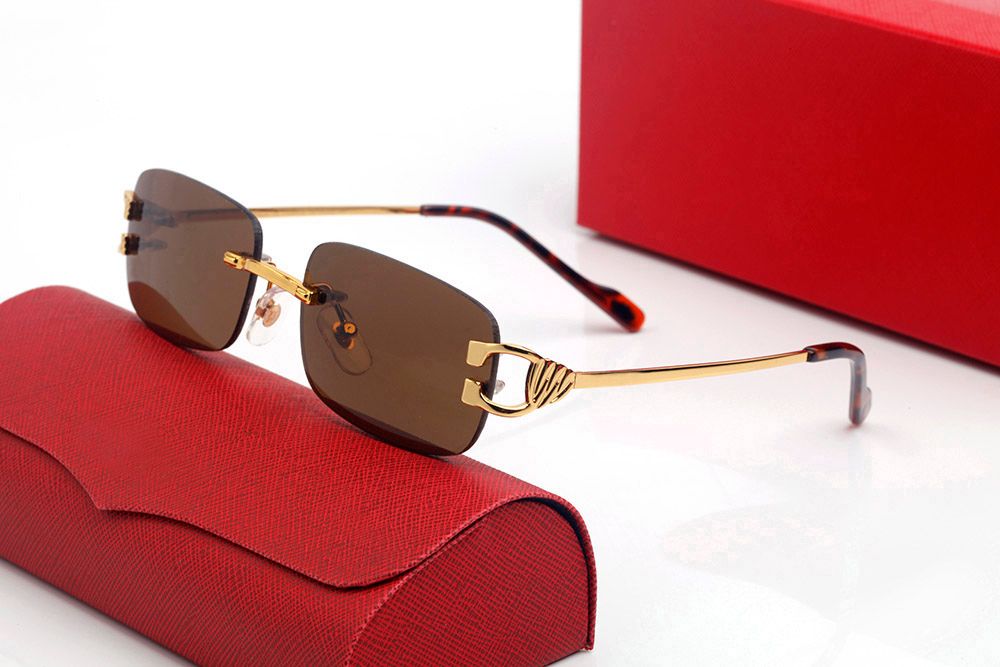 Mens Designer Sunglasses For Women Fashion Green Square Summer Style Gold Frameless Millionaire Carti Sun glasses UV 400 Eyeglasses With Case Lunettes luxe femme - 8 of 9