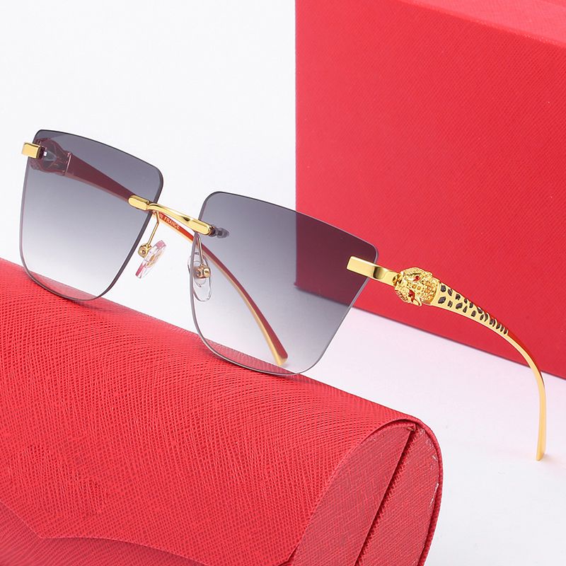 Sunglasses Women Mens Designer Sunglasses With Box Fashion Luxury Brand Glasses Frameless Overszied Designers Big Leopard Gold Eyeglass UV400 Sunglass Eyewear - 2 of 9