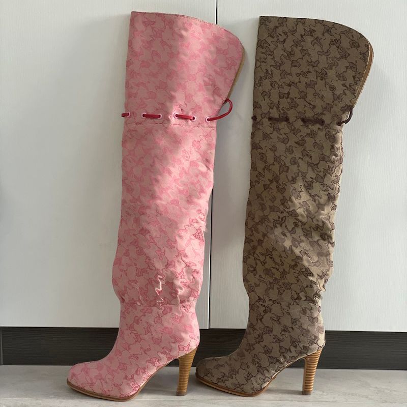 Women Over The Knee Boots Designer Boot Fashion Combat Boot Canvas Zipper Adjustable Straps Casual Shoes Stiletto Heel Ankle Boot Big Size 317 - 5 of 9