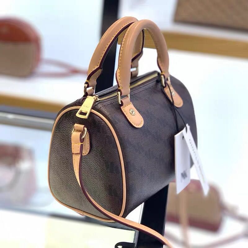 Wholesale new mini boston bags Canvas genuine leather lady messenger bag phone purse fashion satchel nano pillow shoulder bag handbag - 6 of 7