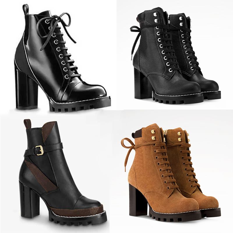 2026 New Designer Star Trail Ankle Boots Women High Heels Boot Classic Martin Desert Boots Girls Lady Suede Leather Boots Print Letter Platform Boot Shoes 013 - 1 of 8