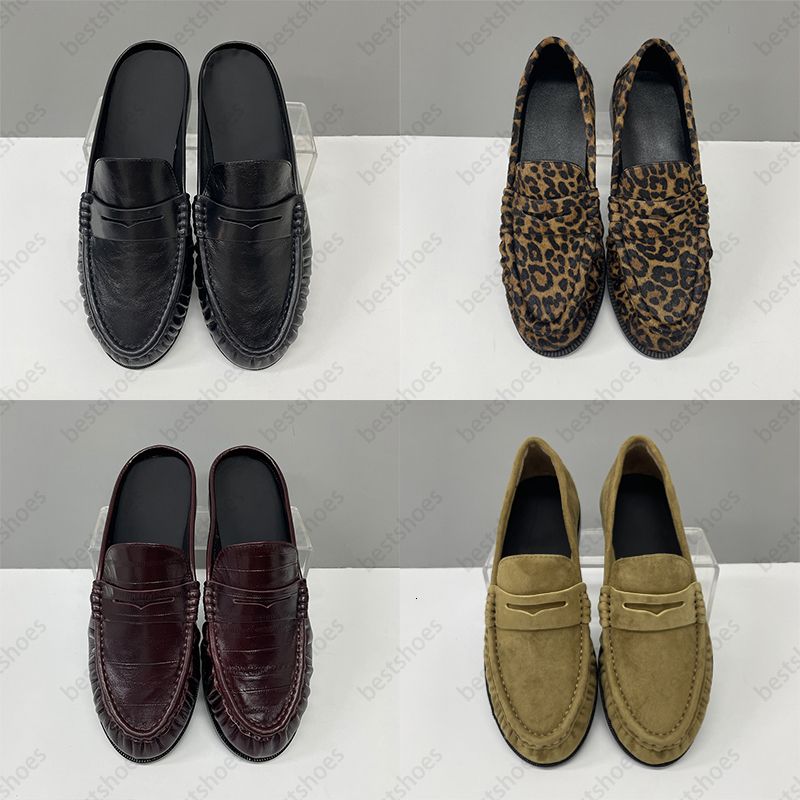 Top Quality Ruched Penny Loafers Le Loafers Backless Mules Designer Men Women Creased Leather Suede Slip On Flat Dress Shoes Classic Daily Streetwear Footwear 1137 - 6 of 9