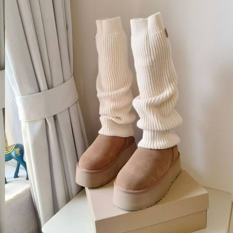 Classic Mini Dipper Boots Wool Over The Knee Boots Womens Puffer Boot Winter Sock Boots Wool Platform Boots Warm Wear Stretch Seam 960 - 2 of 8