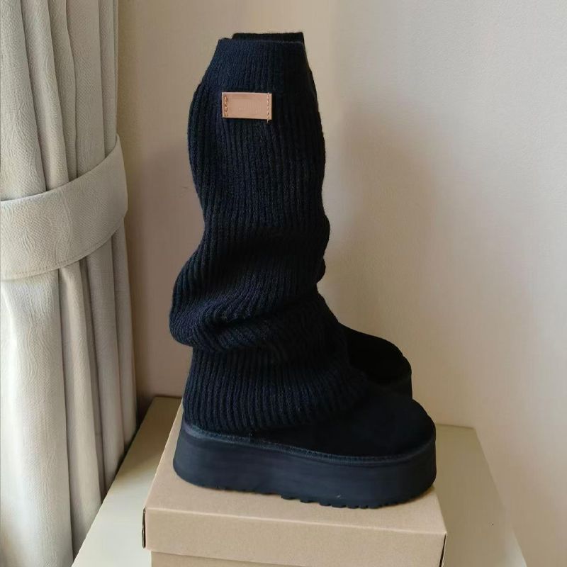 Classic Mini Dipper Boots Wool Over The Knee Boots Womens Puffer Boot Winter Sock Boots Wool Platform Boots Warm Wear Stretch Seam 960 - 3 of 8