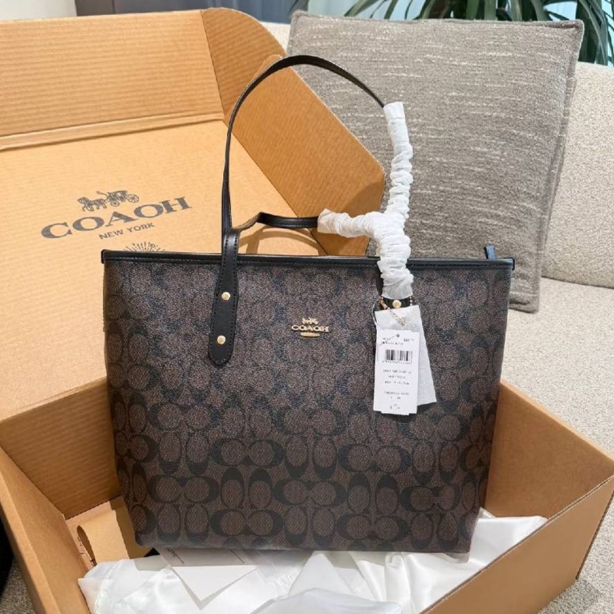 Designer Bag Shoulder Bag Handbag City tote bag Classic Brown and Black Monogram Bag Classic coated monogram canvas Smooth leather trim Bag Best Selling Commuter Bag - 6 of 8