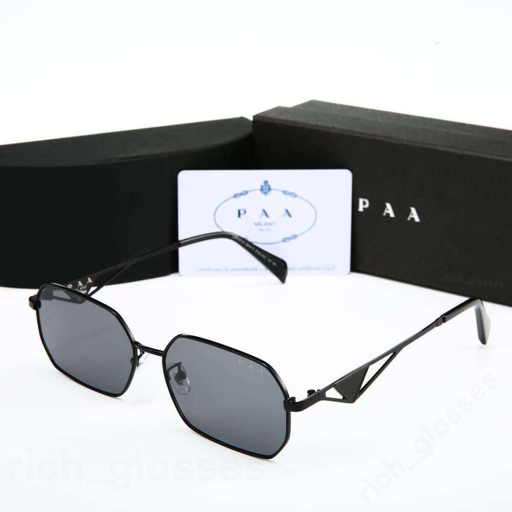 Luxury Designer Sunglasses Triangular Signature Angular Frame UV400 Protection Anti Glare Vintage Retro Eyewear for Men Women Fashion Sun Glasses with Box - 9 of 9