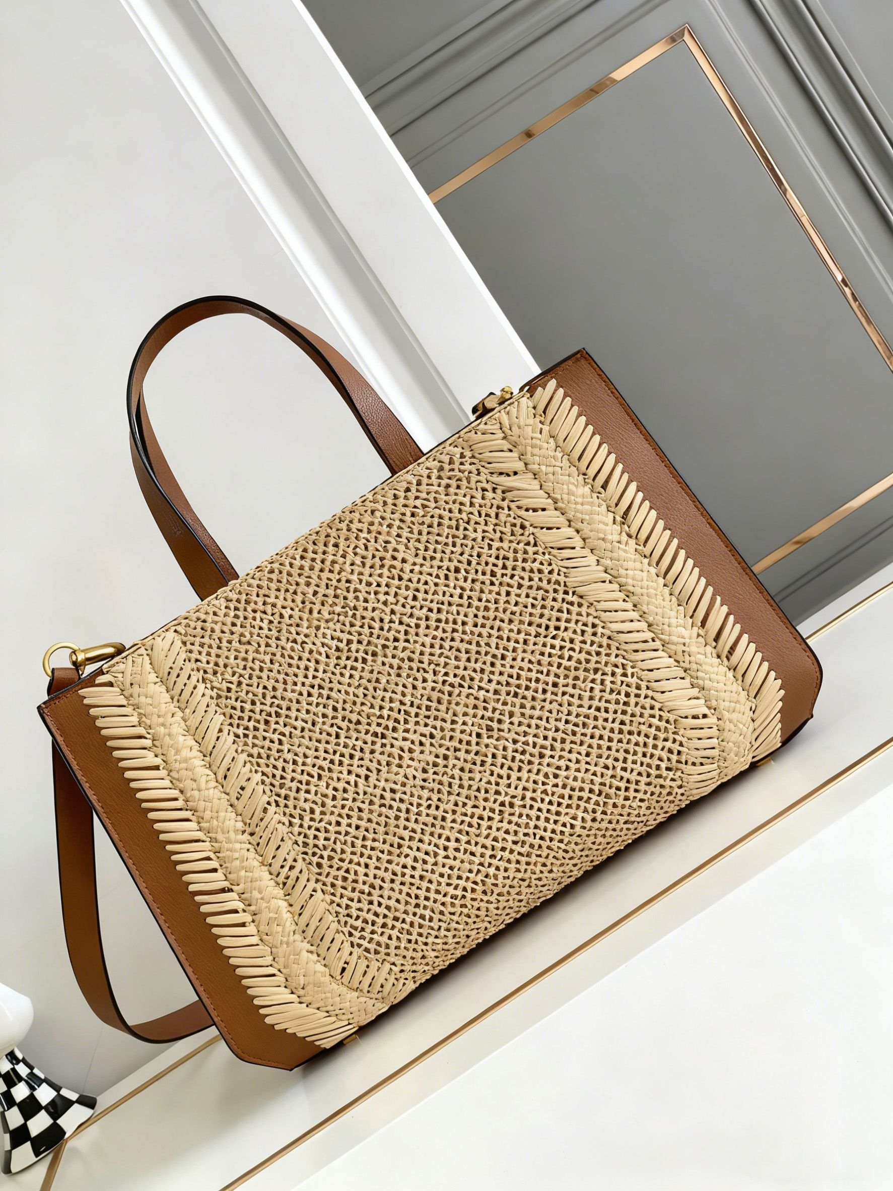 Designer Straw Tote Shoulder Bag for Woman casual Lady bags Commuter Versatile Fashion Relaxed Vintage Knitting Shopping Bags Underarm bag Wallet womens Purse PRPU - 8 of 8