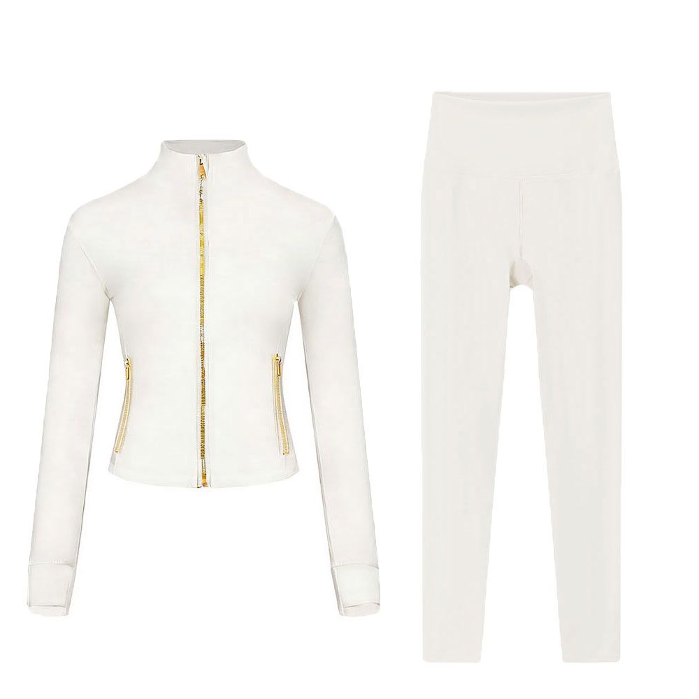 2Pc Gym Set Cropped Jacket Gym Clothe Woman Crop Jacket Women Leggings Run Short Workout Outfits Fitness Leggings for Woman Designer - 4 of 8