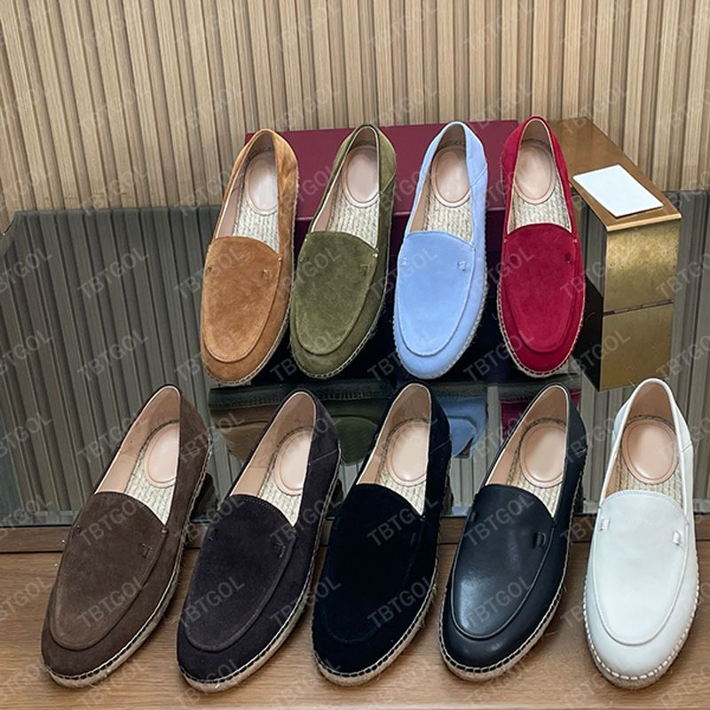 Trendy Women Loafer Slides Espadrille Mules Straw Woven Suede Leather Designer Casual Shoes 1034 - 7 of 8