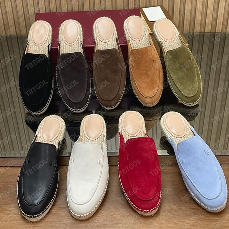 Trendy Women Loafer Slides Espadrille Mules Straw Woven Suede Leather Designer Casual Shoes 1034 - 8 of 8