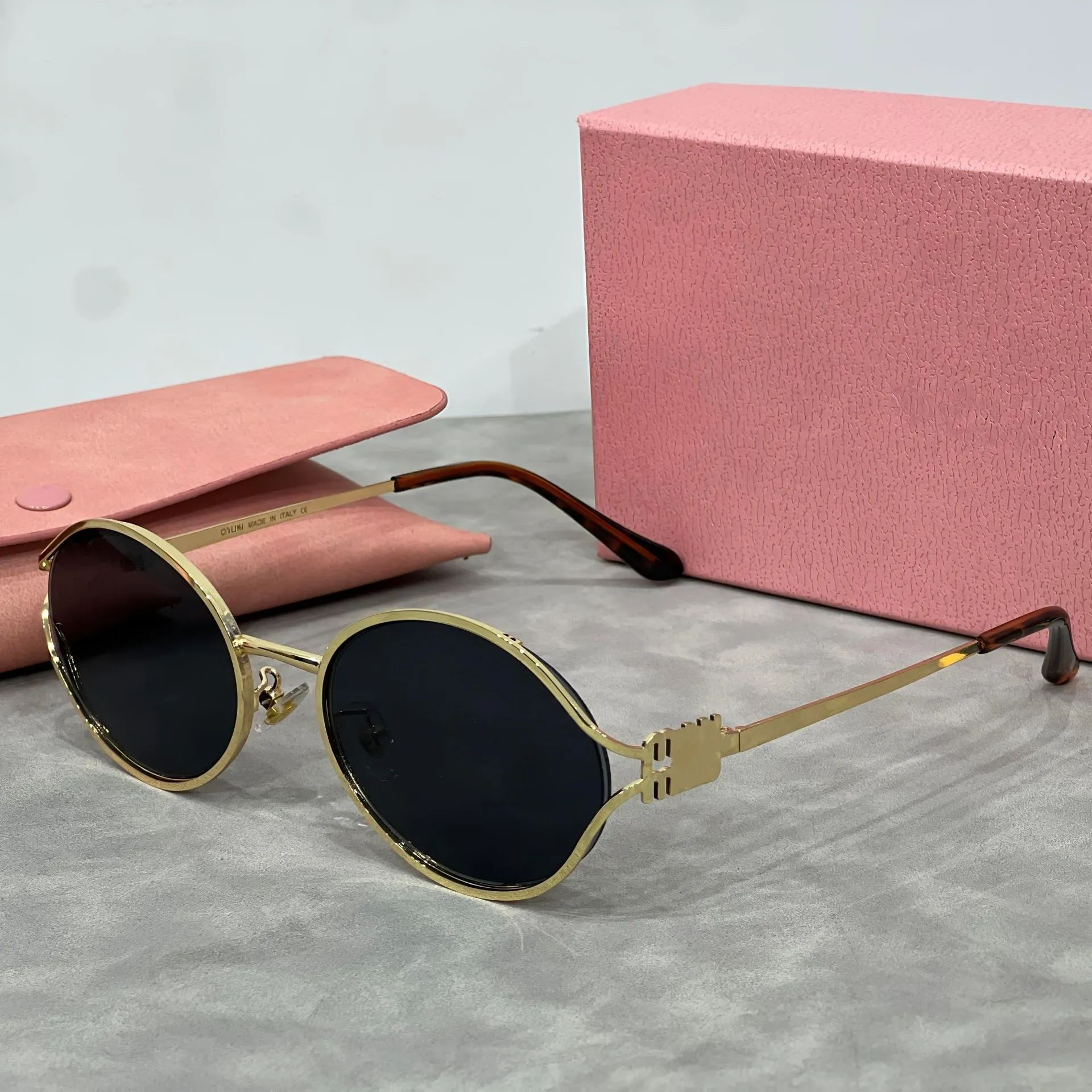 MU Classic Sunglasses Women HOT Designer Fashion Retro Eyewear Outdoor Beach Leisure Style Goggles UV400 Anti-Ultraviolet Metal Oval Full Frame Random Box High - 2 of 5