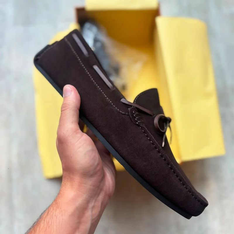 Designer Men Suede Bow Slip On Driving Loafers Low Top Oxford Shoes Soft Flat Moccasin Shoes Comfort Daily Walking Casual Business Footwear High Quality 948 - 3 of 8