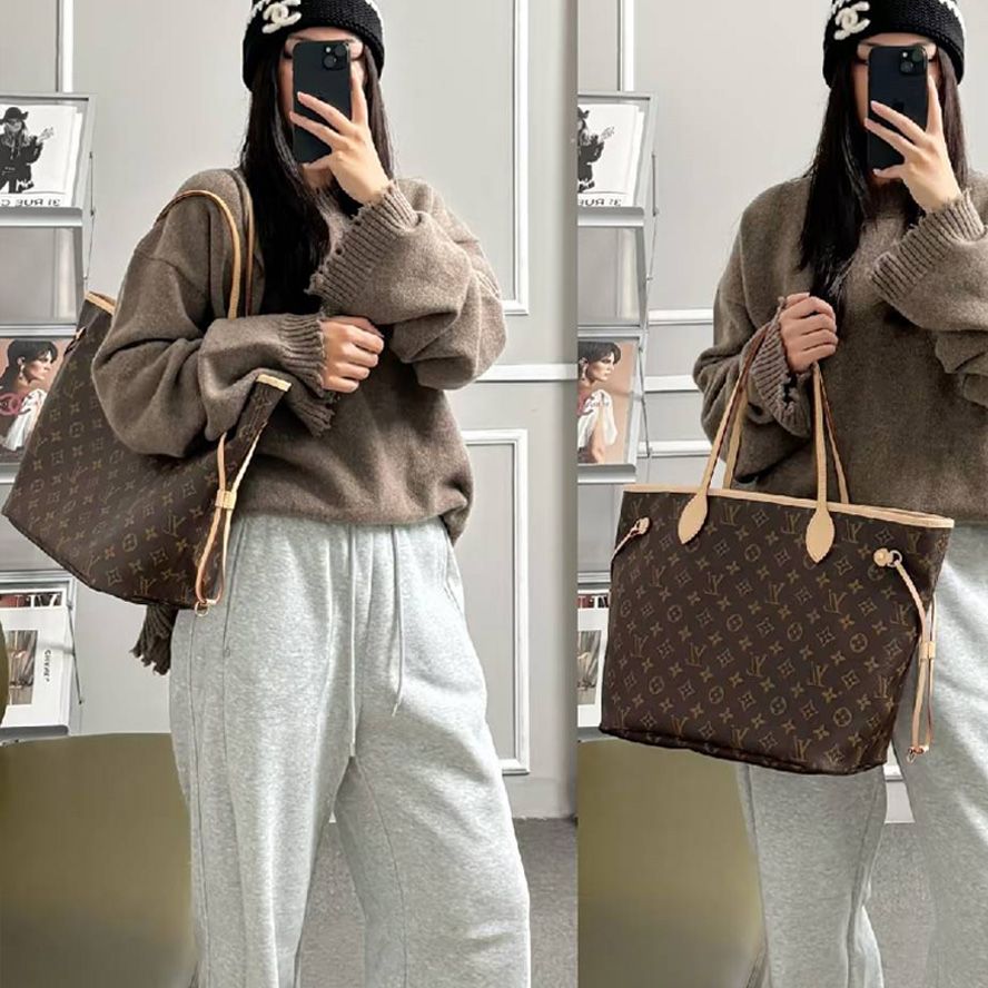 designer bag luxury bag mm tote bag shoulder bag neverfulll bag wallet full brown print bag leather bag crossbody bag high quality capacity composite shopping bag - 9 of 9