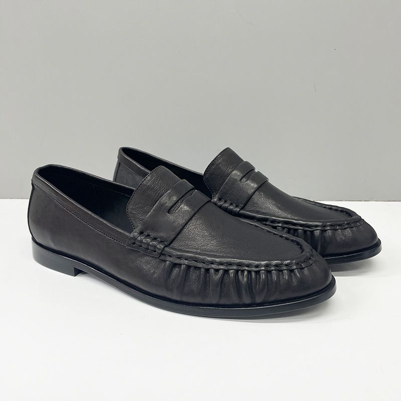 Top Designer Pleated Penny Loafers For Men Women EU47 Genuine Leather Le Loafer Mules Slippers Creased Suede Flat Shoes Slip On Dress Shoes 1137 - 3 of 8