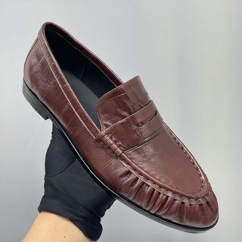 Top Designer Pleated Penny Loafers For Men Women EU47 Genuine Leather Le Loafer Mules Slippers Creased Suede Flat Shoes Slip On Dress Shoes 1137 - 8 of 8