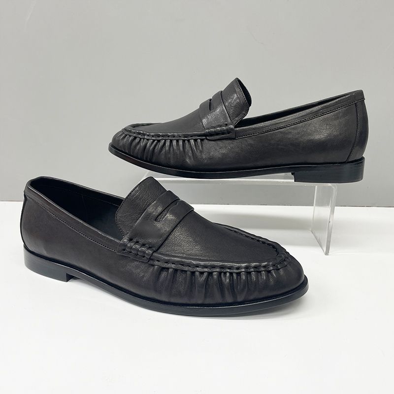 Top Designer Pleated Penny Loafers For Men Women EU47 Genuine Leather Le Loafer Mules Slippers Creased Suede Flat Shoes Slip On Dress Shoes 1137 - 2 of 8