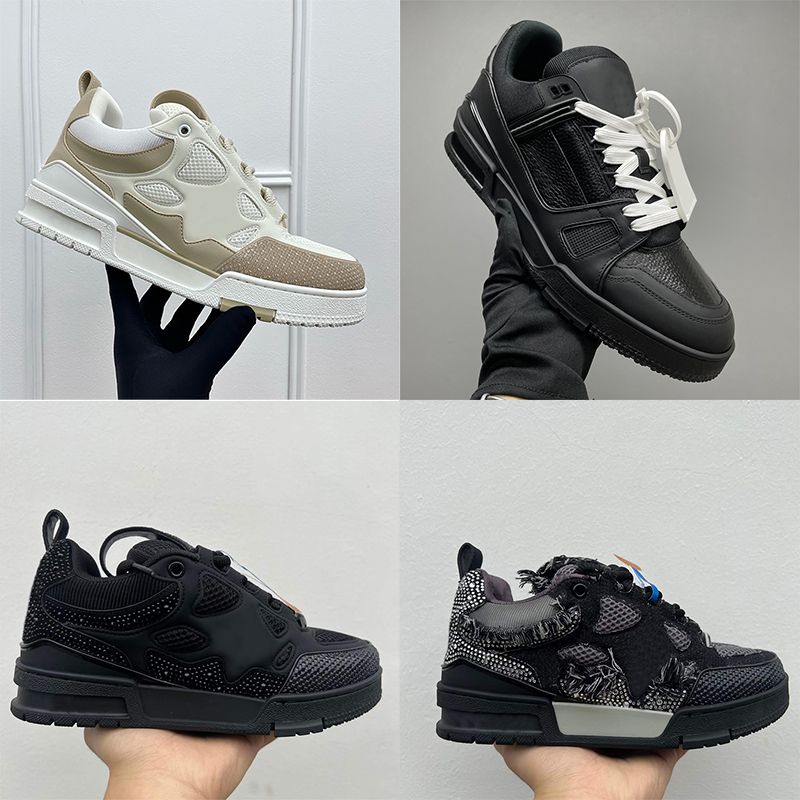 Designer Men Women Low Top Skate Classic Sneakers Patchwork Leather Mesh Rhinestone Platform Casual Walking Lace Up Fashion Trainer Shoes Top Quality 268 - 2 of 8
