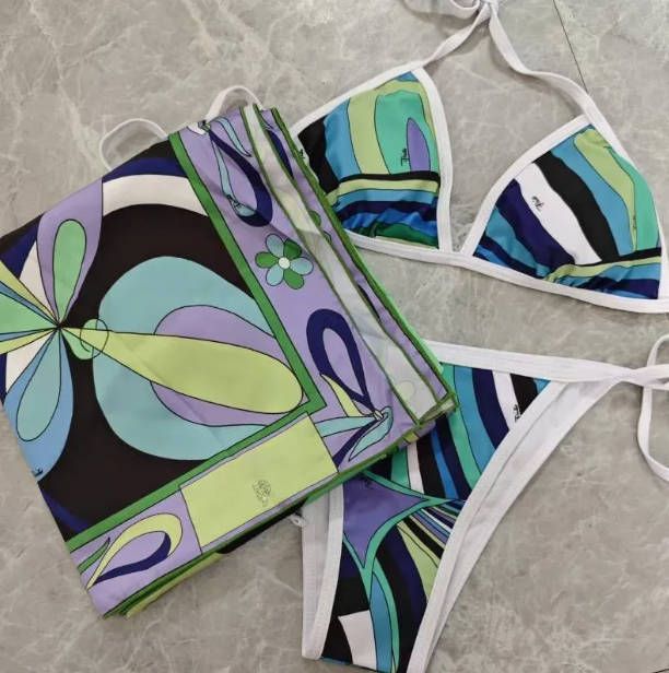 Women's Retro Geometric Abstract Print Swimwear Beach Vacation Bathing Suit Stretchy Quick-Dry Swimsuit - 4 of 9