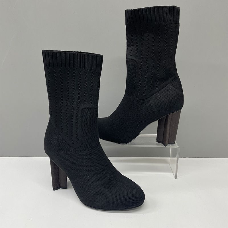 Designer Women Sock Boots Silhouette Ankle Boot Black Martin Booties Stretch High Heel Boots Over The Knee Boots Winter Canvas Cowboy Boots Thick Letter Shoes 50 - 3 of 8