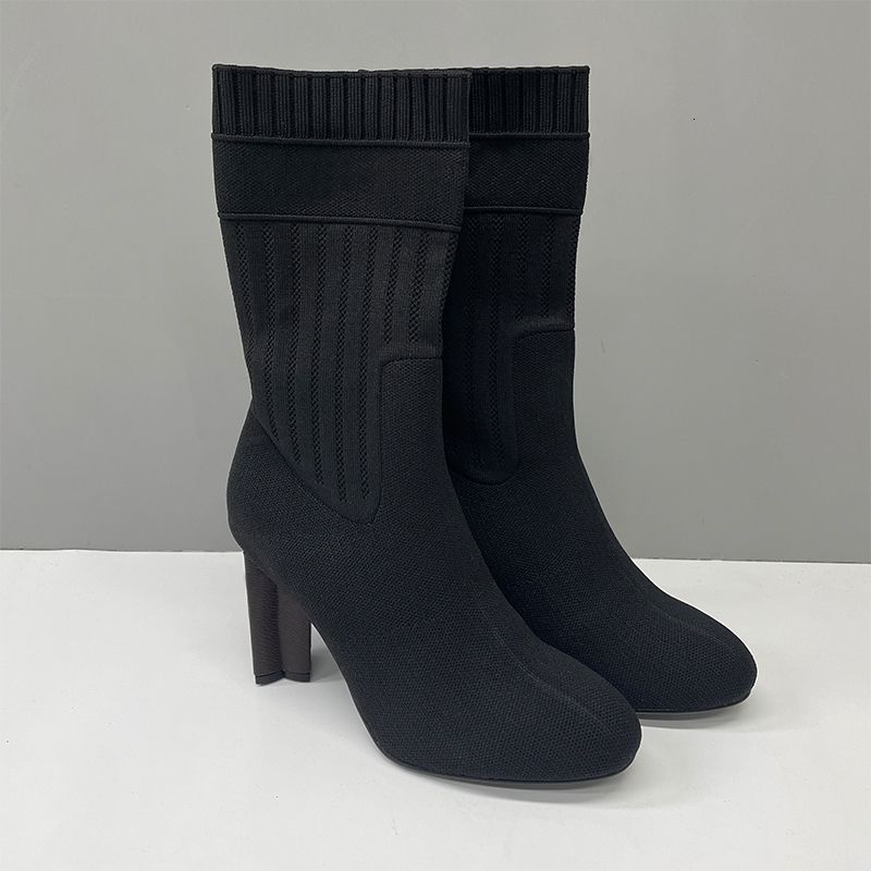 Designer Women Sock Boots Silhouette Ankle Boot Black Martin Booties Stretch High Heel Boots Over The Knee Boots Winter Canvas Cowboy Boots Thick Letter Shoes 50 - 5 of 8