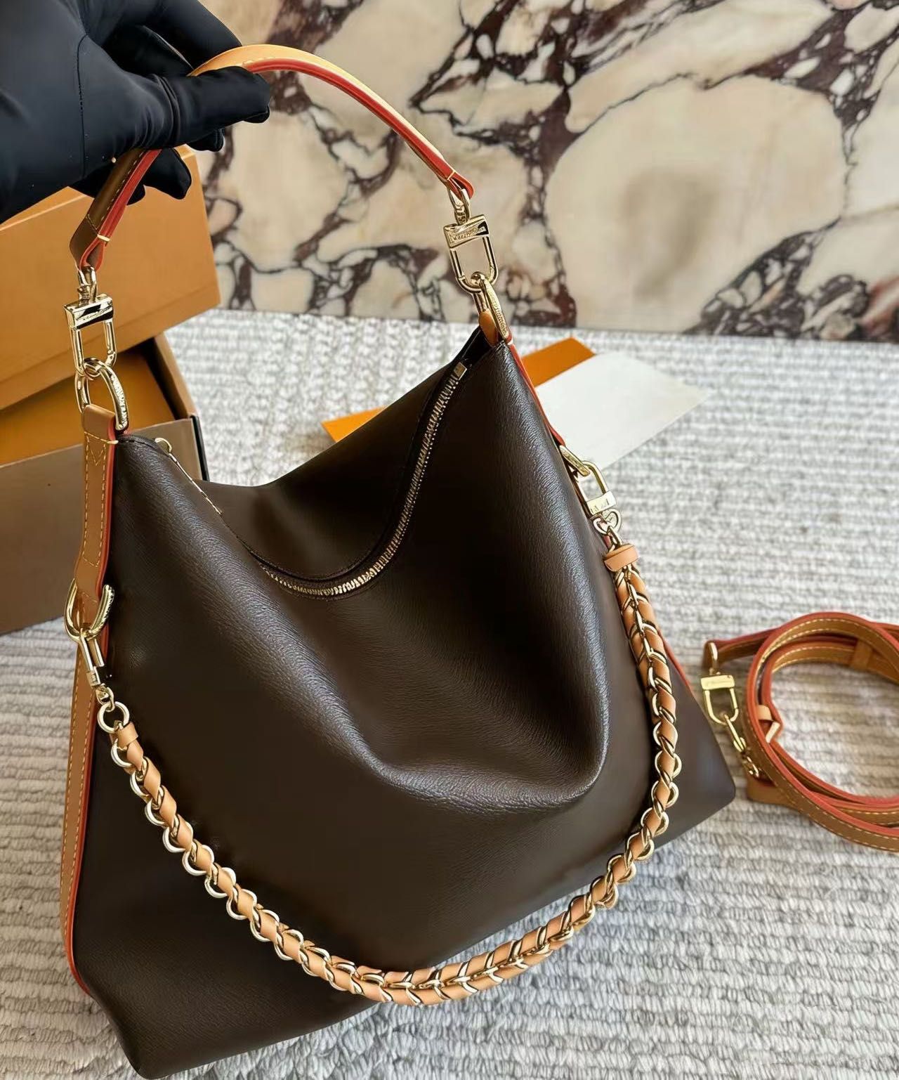 Luxury Genuine Leather Shoulder Bag Women Vintage Boston Crossbody Handbags Rich Texture Large Capacity Commuting Tote Fashion Purse Travel Bag Womens Purse PRPU - 3 of 8