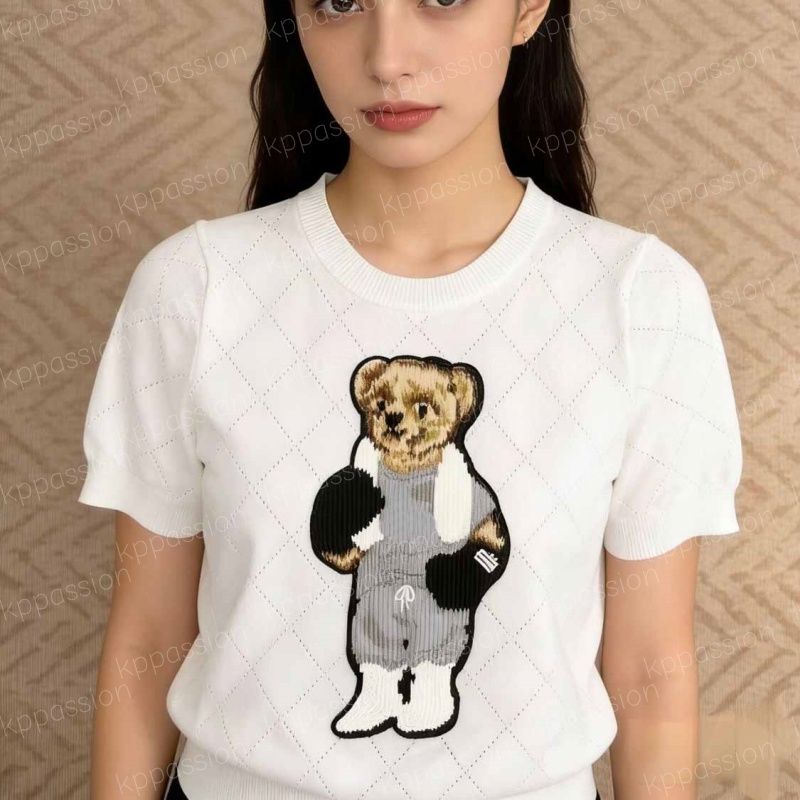39 Styles Womens Designer Bear T Shirt Luxury Knit Tshirts Short Sleeve Summer Clothes Women Casual Fashion Tops Tee Shirts S-XL - 2 of 8
