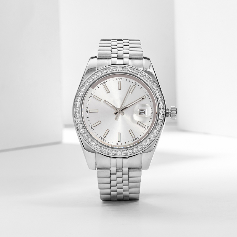 mens diamond lady watches automatic mechanical movement wristwatches full stainless steel watch luminous sapphire glass montre de luxe 28-36-41mm - 4 of 9