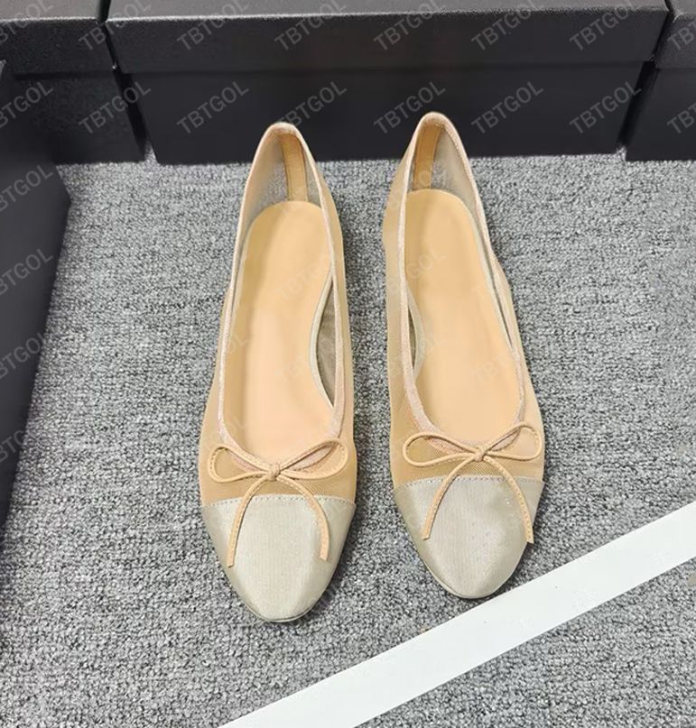 26P Mesh Flats Designer Women Ballerine Shoes Classic Bow Sandals Mesh Slides Cap Toe Ballet Flat Fashion Pumps Bridal Wedding Shoes 1057 - 4 of 8