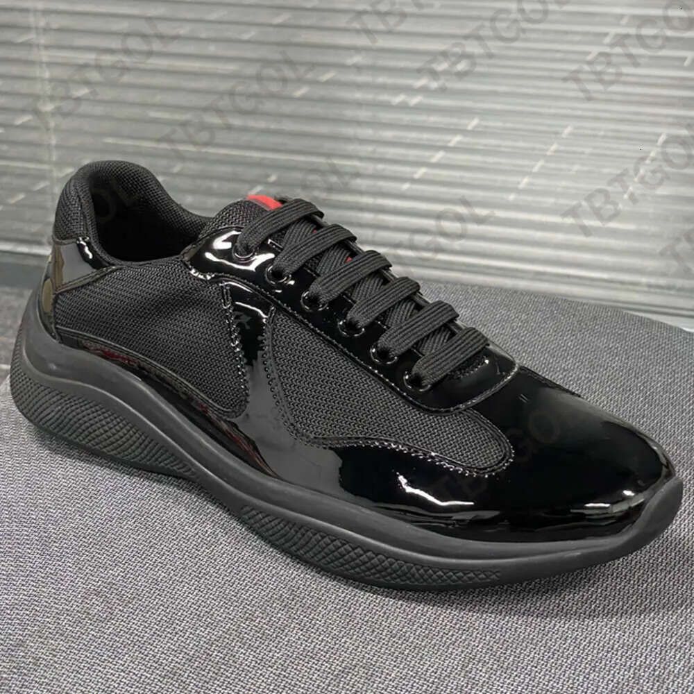 Designer Men Trainers Americas Cup Xl Leather Sneakers Black Patent Leather Flat Trainers Black Mesh Lace-up Women Casual Shoes Outdoor Runner Shoe 53 - 8 of 9