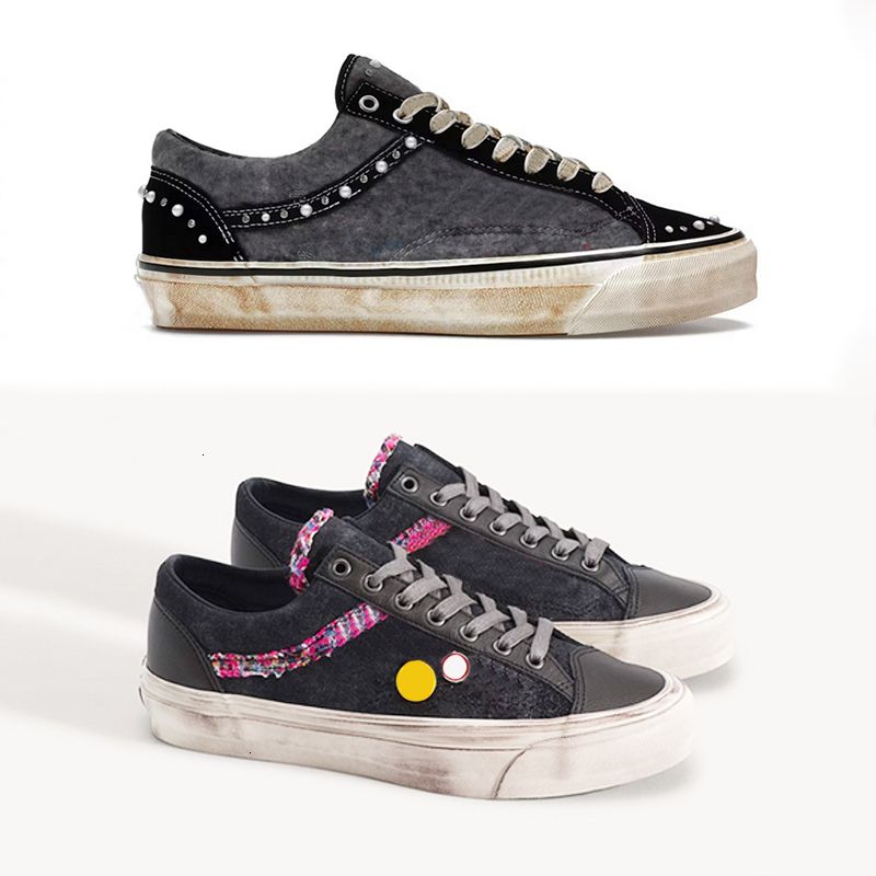 2026 Men Canvas Shoes Luxury Pearlized Sneakers Pearls Design Trainers Old Sports Casual Shoes Lace-Up Walking Shoe 1083 - 7 of 9