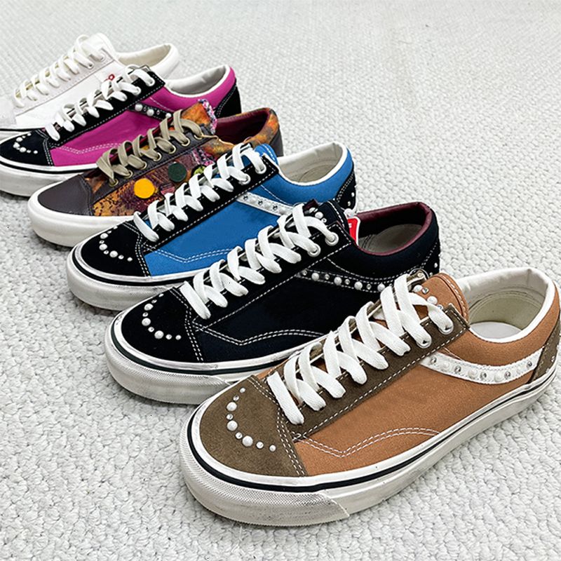 Luxury Pearlized Canvas Shoes New Sneakers For Men Women Pearl Trainers Vintage Sports Casual Shoes Lace Up Walking Shoe 1083 - 7 of 9
