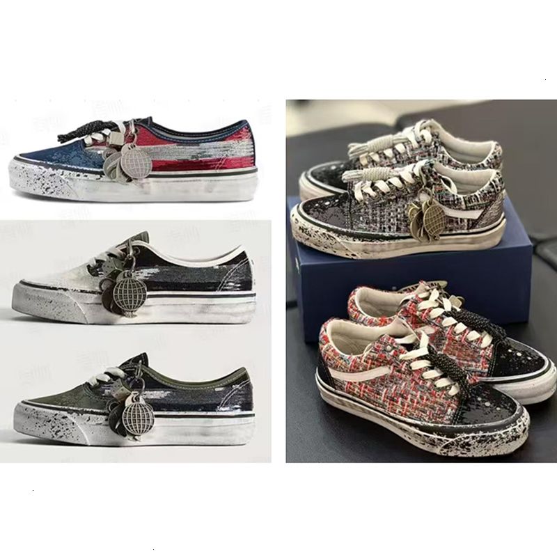 2026 Men Canvas Shoes Luxury Pearlized Sneakers Pearls Design Trainers Old Sports Casual Shoes Lace-Up Walking Shoe 1083 - 8 of 9