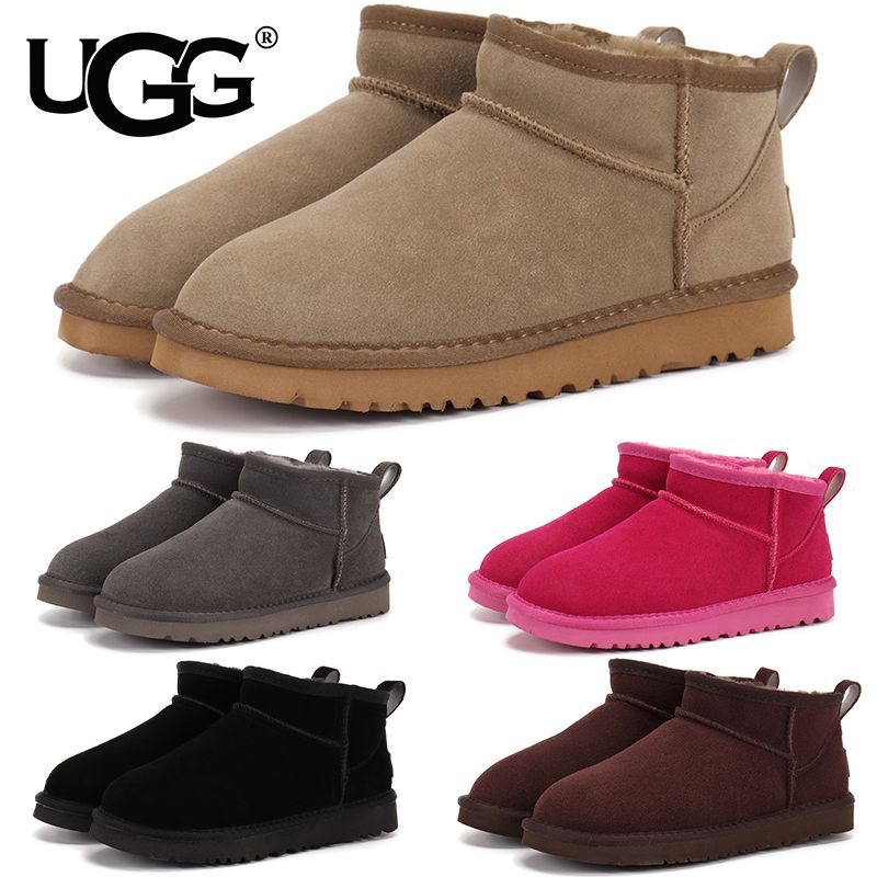 UGG Women's Classic Ultra Mini Snow Boots Suede Shearling Lined Flat Sole Anti-slip Warm Winter Ankle Boots Multiple colors - 1 of 8