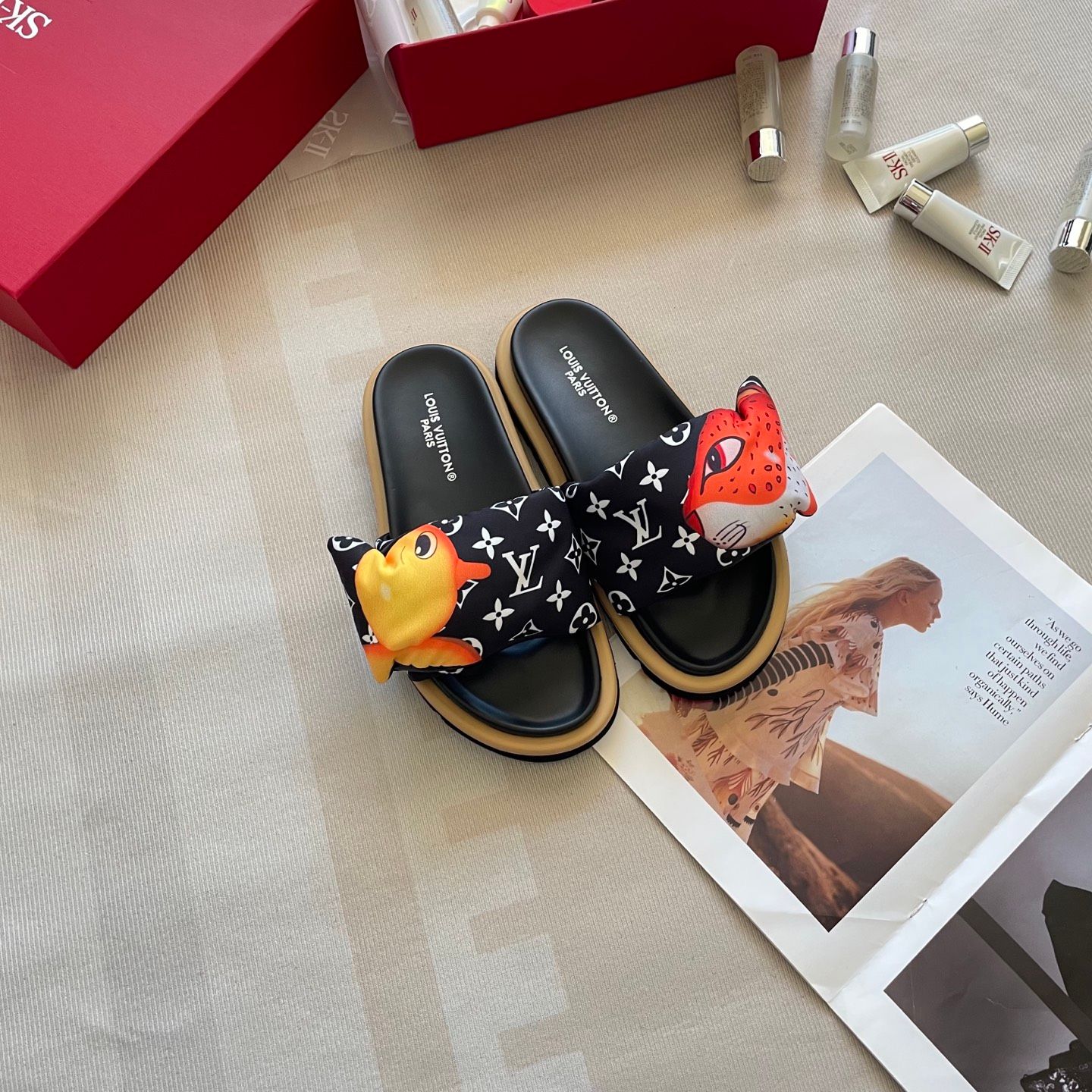 Louis Vuitton X Takashi Murakami Character Sandal Slide Sandals For Women Non Slip Thick Sole Cute Casual Beach Vacation Summer Slippers Multiple colors - 5 of 8