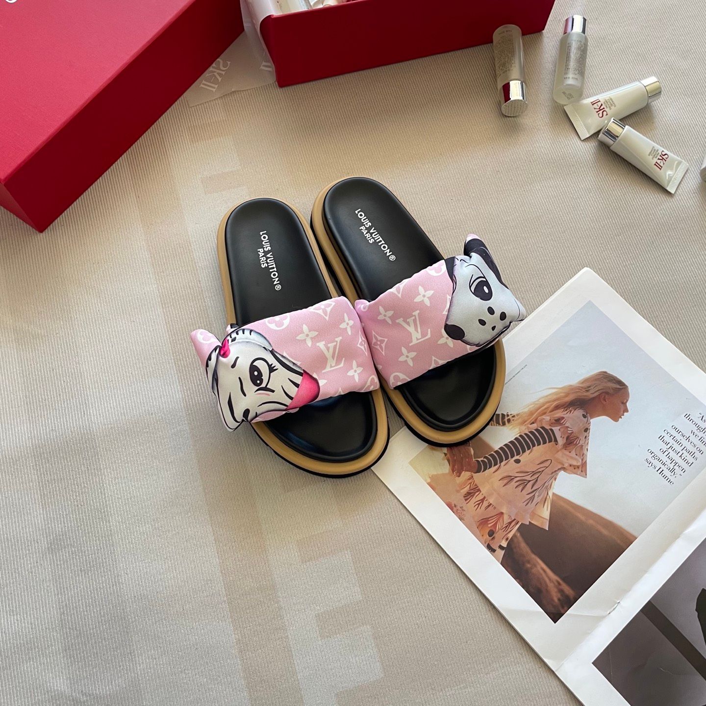 Louis Vuitton X Takashi Murakami Character Sandal Slide Sandals For Women Non Slip Thick Sole Cute Casual Beach Vacation Summer Slippers Multiple colors - 7 of 8