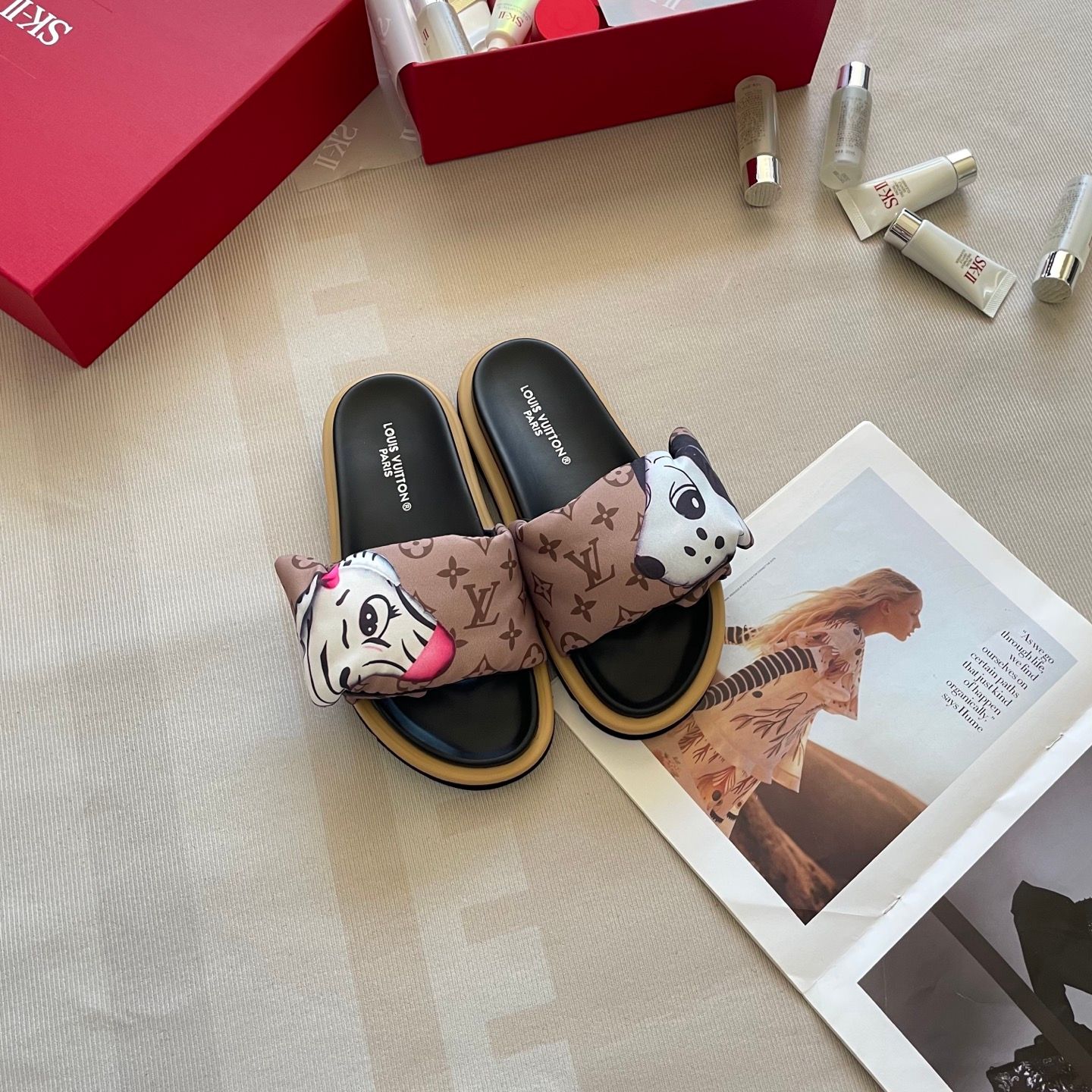 Louis Vuitton X Takashi Murakami Character Sandal Slide Sandals For Women Non Slip Thick Sole Cute Casual Beach Vacation Summer Slippers Multiple colors - 6 of 8
