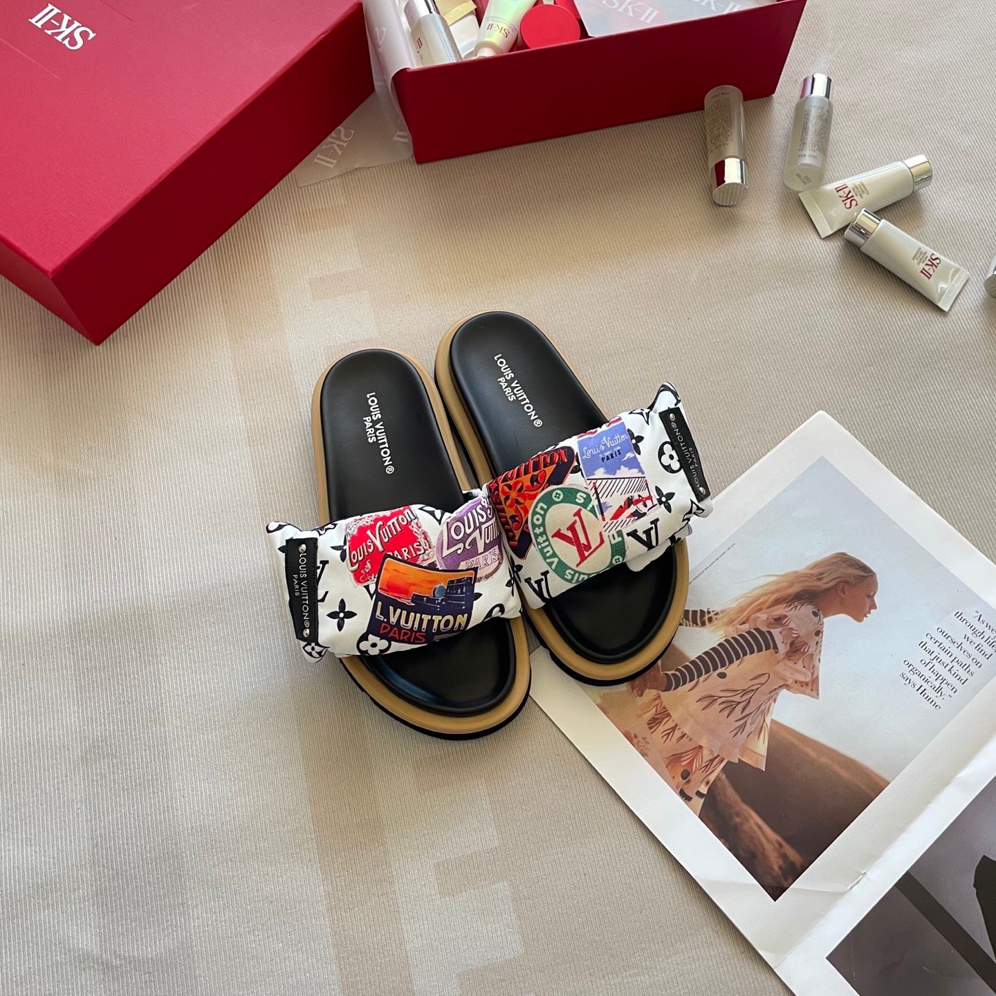 Louis Vuitton X Takashi Murakami Character Sandal Slide Sandals For Women Non Slip Thick Sole Cute Casual Beach Vacation Summer Slippers Multiple colors - 2 of 8
