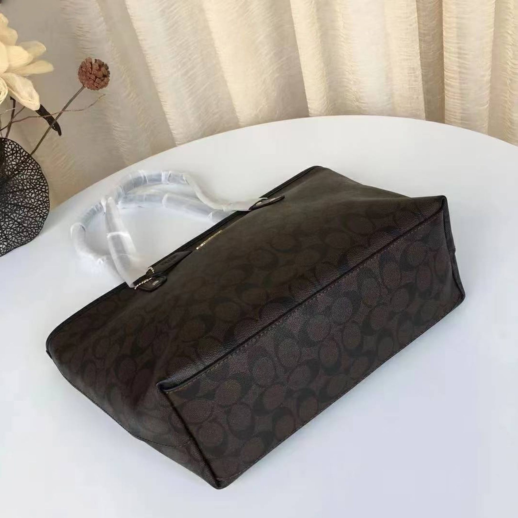 Designer Bag Shoulder Bag Handbag City tote bag Classic Brown and Black Monogram Bag Classic coated monogram canvas Smooth leather trim Bag Best Selling Commuter Bag - 5 of 8