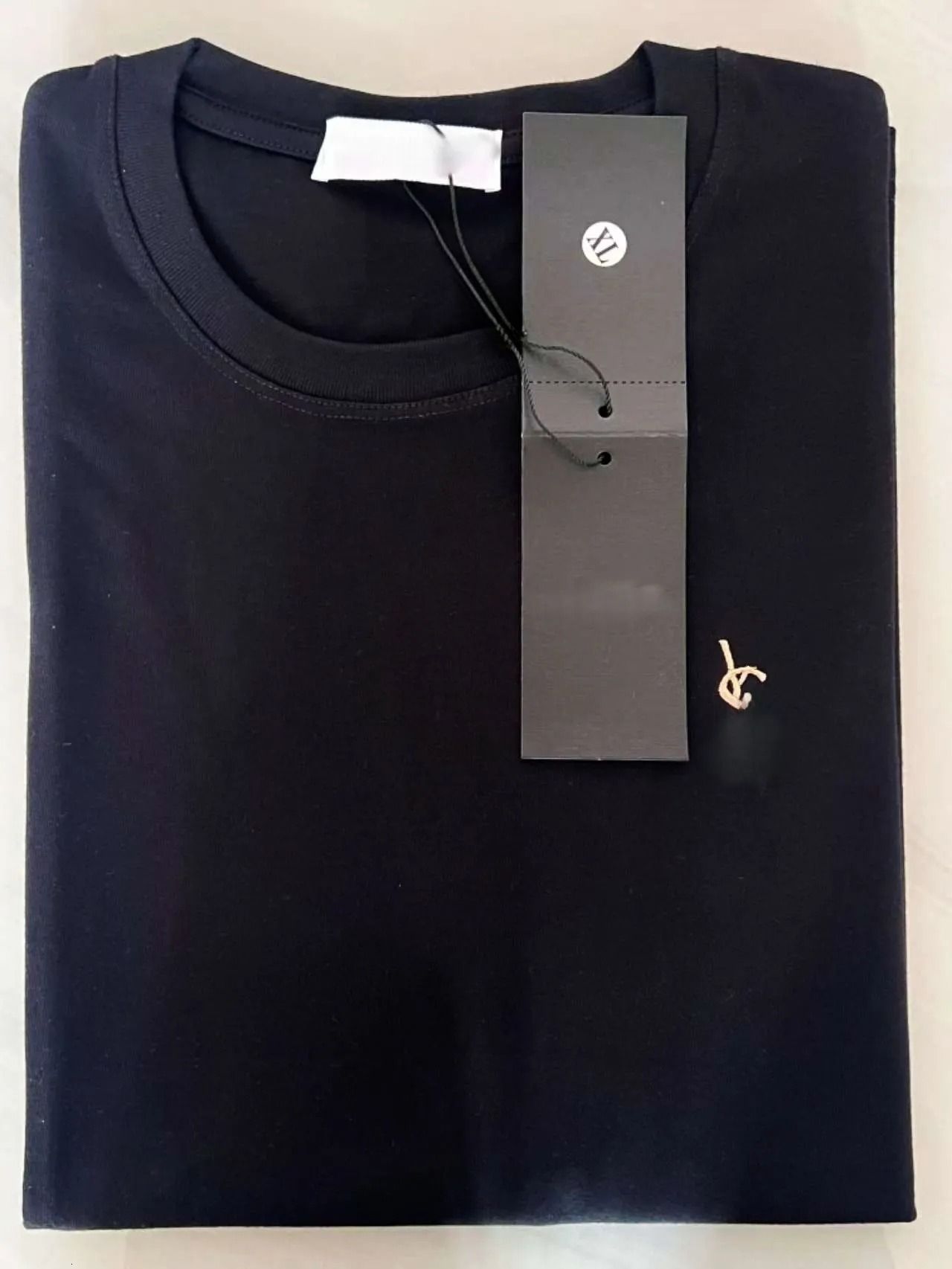 Embroidery Chest Logo Cotton T-shirt Unisex Crew Neck Loose Casual Basic Tee - 4 of 8
