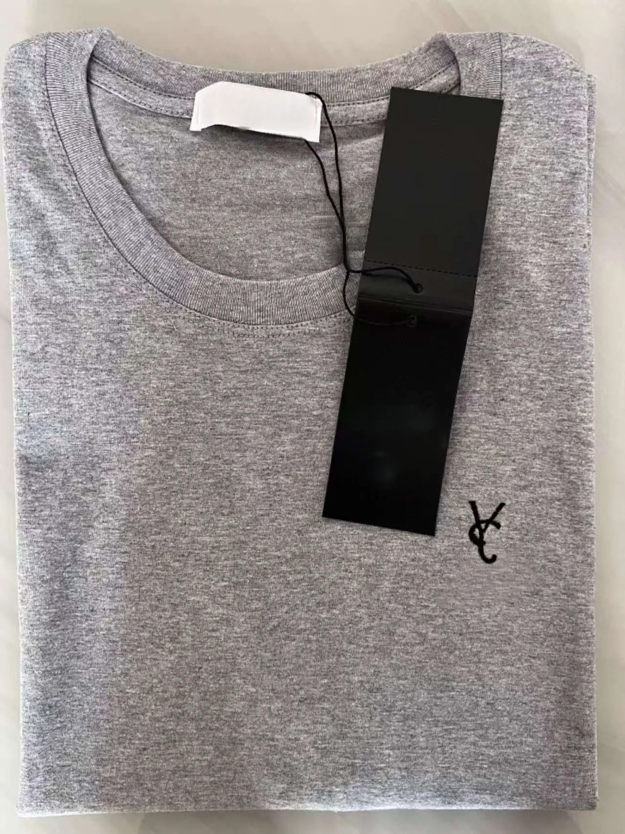 Embroidery Chest Logo Cotton T-shirt Unisex Crew Neck Loose Casual Basic Tee - 7 of 8